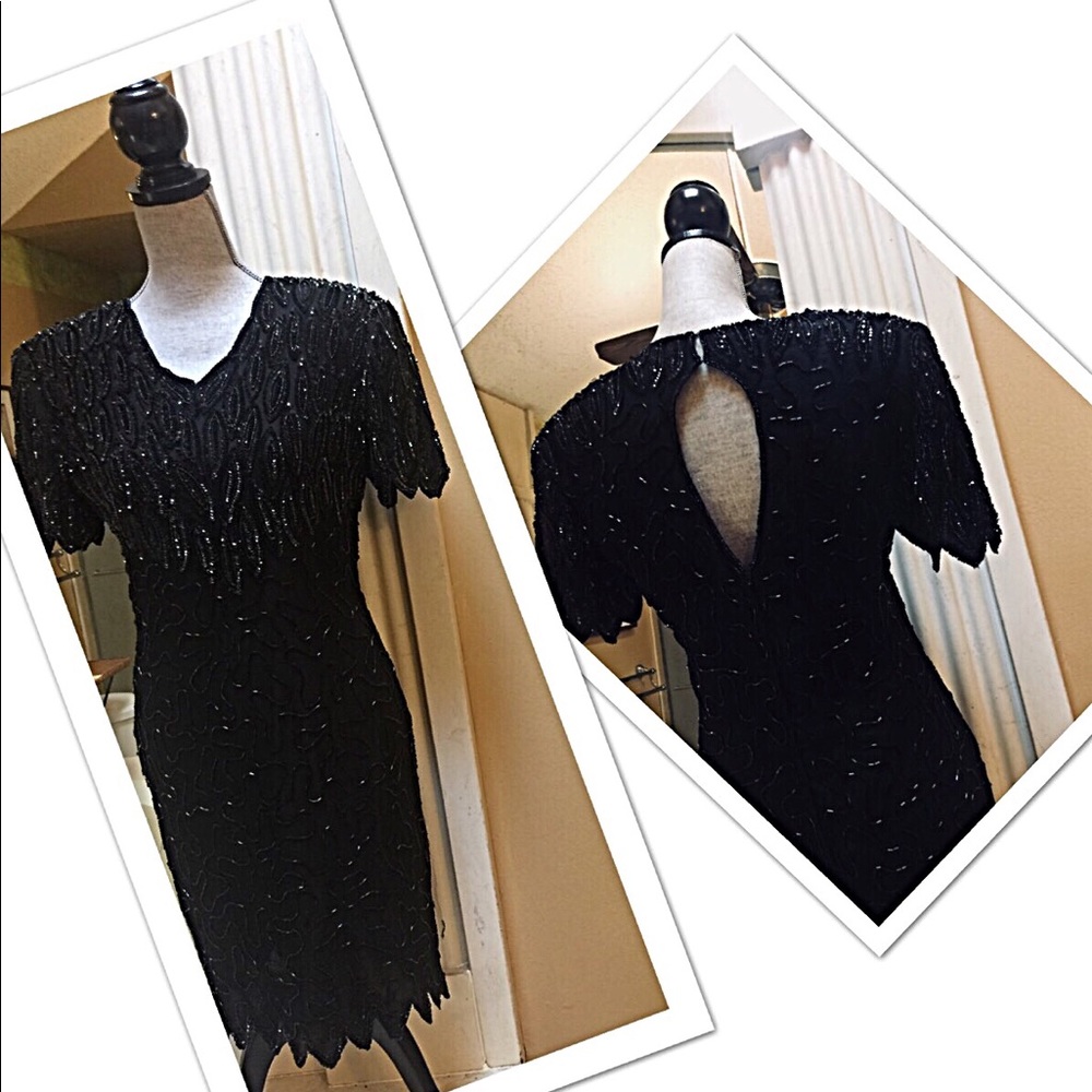 True Vintage Beaded Sequin Gatsby Retro Dress S♥️ - Picture 2 of 8